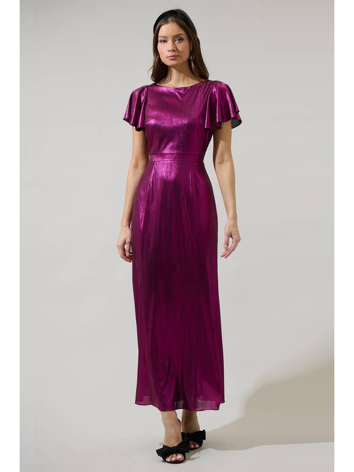 Sugarlips - Wholesale Dress - Women's - Rina Metallic Aspen Short Sleeve Maxi Dress1