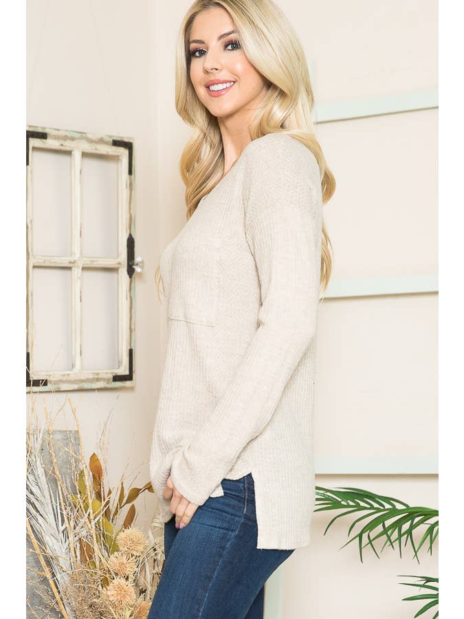 Burgundy Apparel - Wholesale Knit Top - Women's - BASIC KNIT V-NECK LONG SLEEVE TOP18