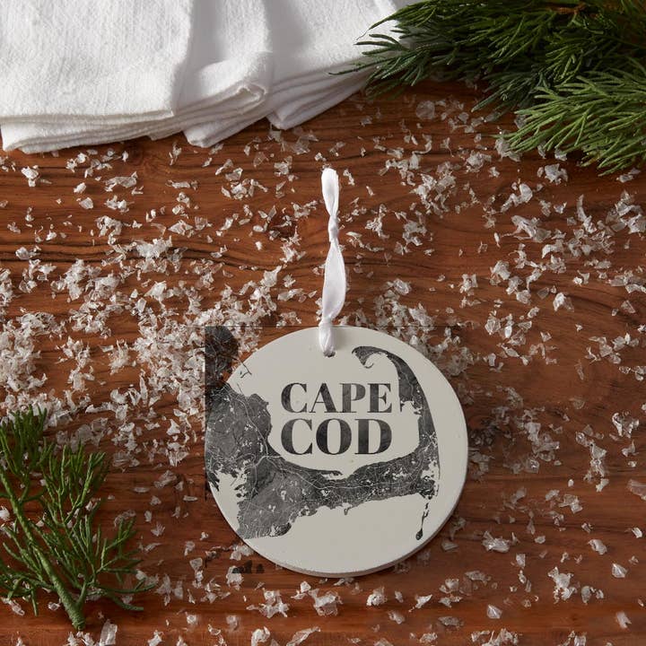 Love Local - Wholesale Ornament - Minimalistic B&W Cape Cod Map |Wood Ornament3