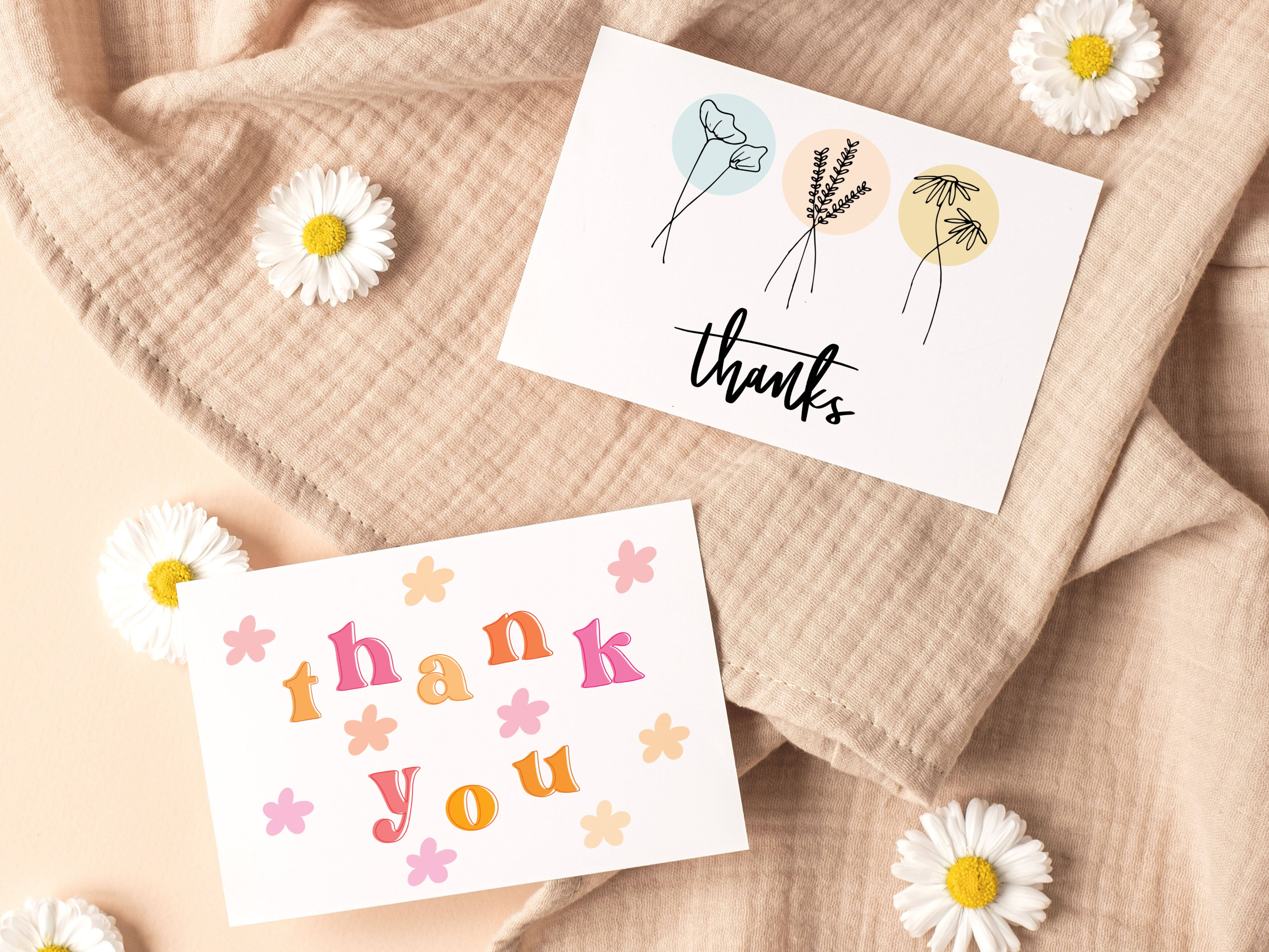 Simply Happy Paper - Wholesale Thank You Card - Thanks Pastel Flowers Card3