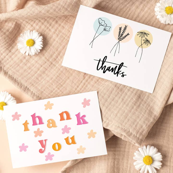 Simply Happy Paper - Wholesale Thank You Card - Thanks Pastel Flowers Card3