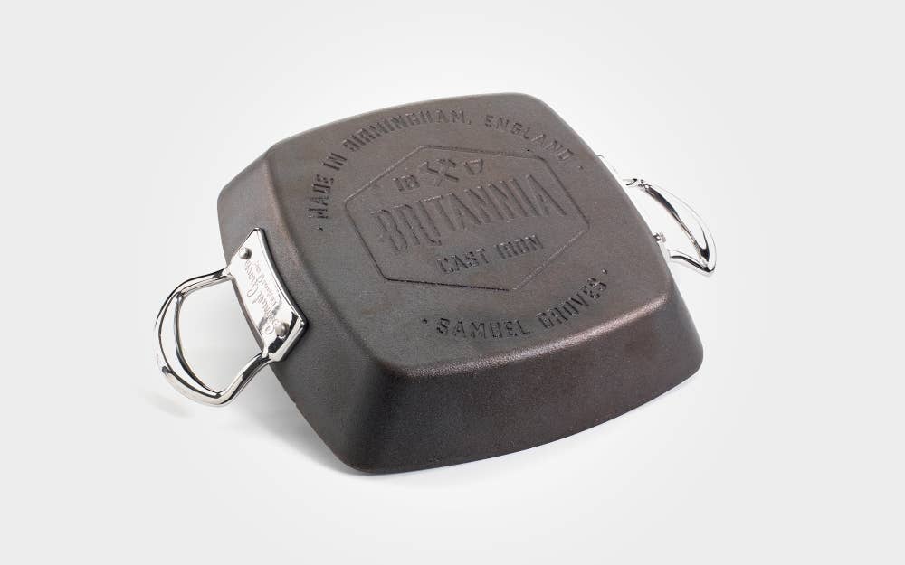 samuel groves – wholesale Cast iron skillet – Britannia 26cm Cast Iron Double Handle Square Grill1