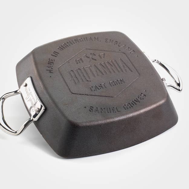 samuel groves – wholesale Cast iron skillet – Britannia 26cm Cast Iron Double Handle Square Grill1