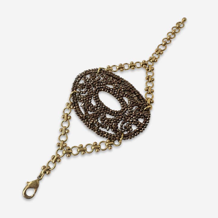 Repurposed Vintage French steel cut oval shoe buckle bracelet for wholesale by Lulu’s Petals