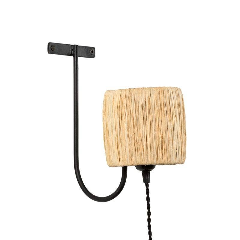 COSYDAR-DECO – Arandela por atacado – Aplique entrançado em Ráfia Natural IRIS 12x12cm - Eletrificado0