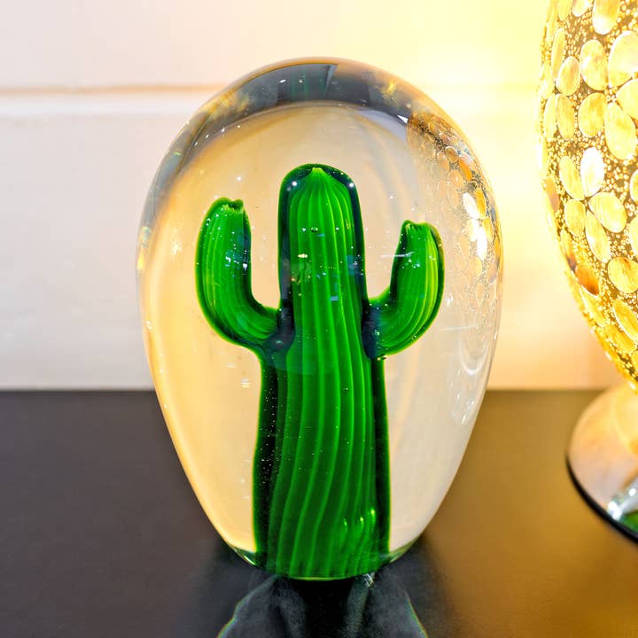 Febland – wholesale Decorative tabletop object – Large Glass Cactus0