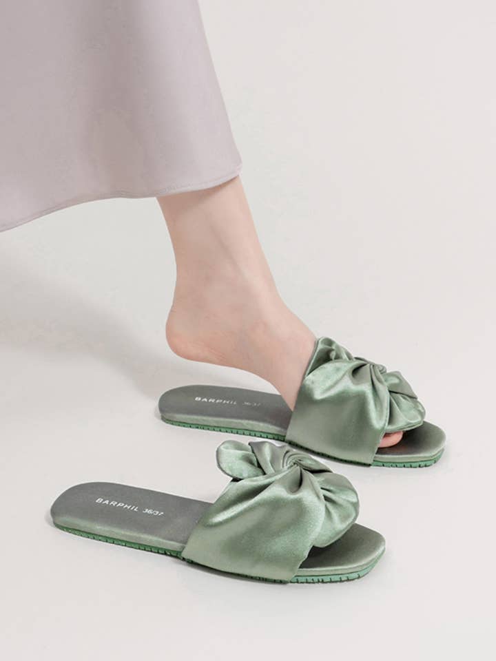 Ulivary - Wholesale Slippers - Women's - Luxury Silky Satin Bow Slippers for Home & Beach Style