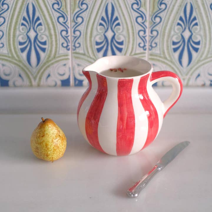 Casa Atlântica - Wholesale Jug - Striped multicolored painted ceramic jug1