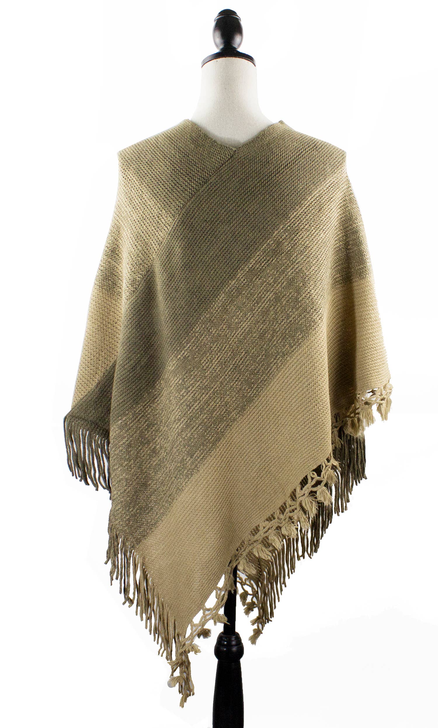 Fennco Styles - Venta al por mayor Poncho - Mujer - Suéter Poncho de Bloques de Color con Flecos25