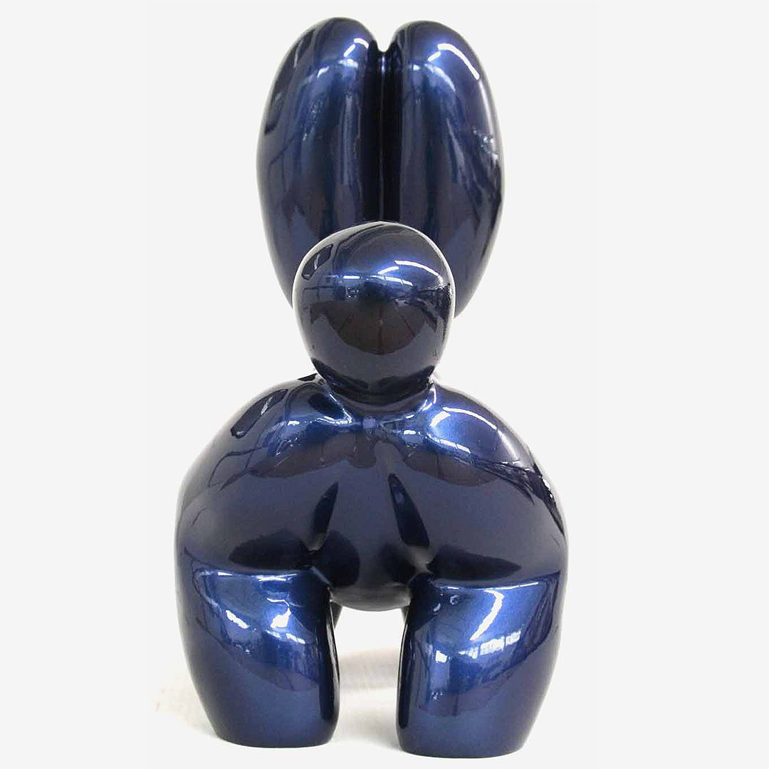 JULIARTE – wholesale Dekorativ statyett – Ballonghund Fetch blå metallisk - handmålad konstfigur2