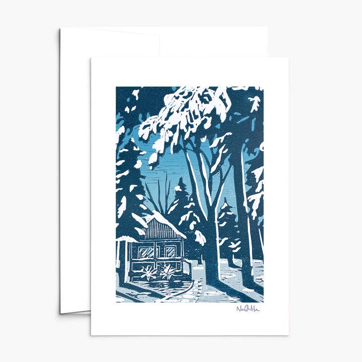 Nan Onkka Prints - Wholesale Everyday Greeting Card - Winter Cabin Greeting Card