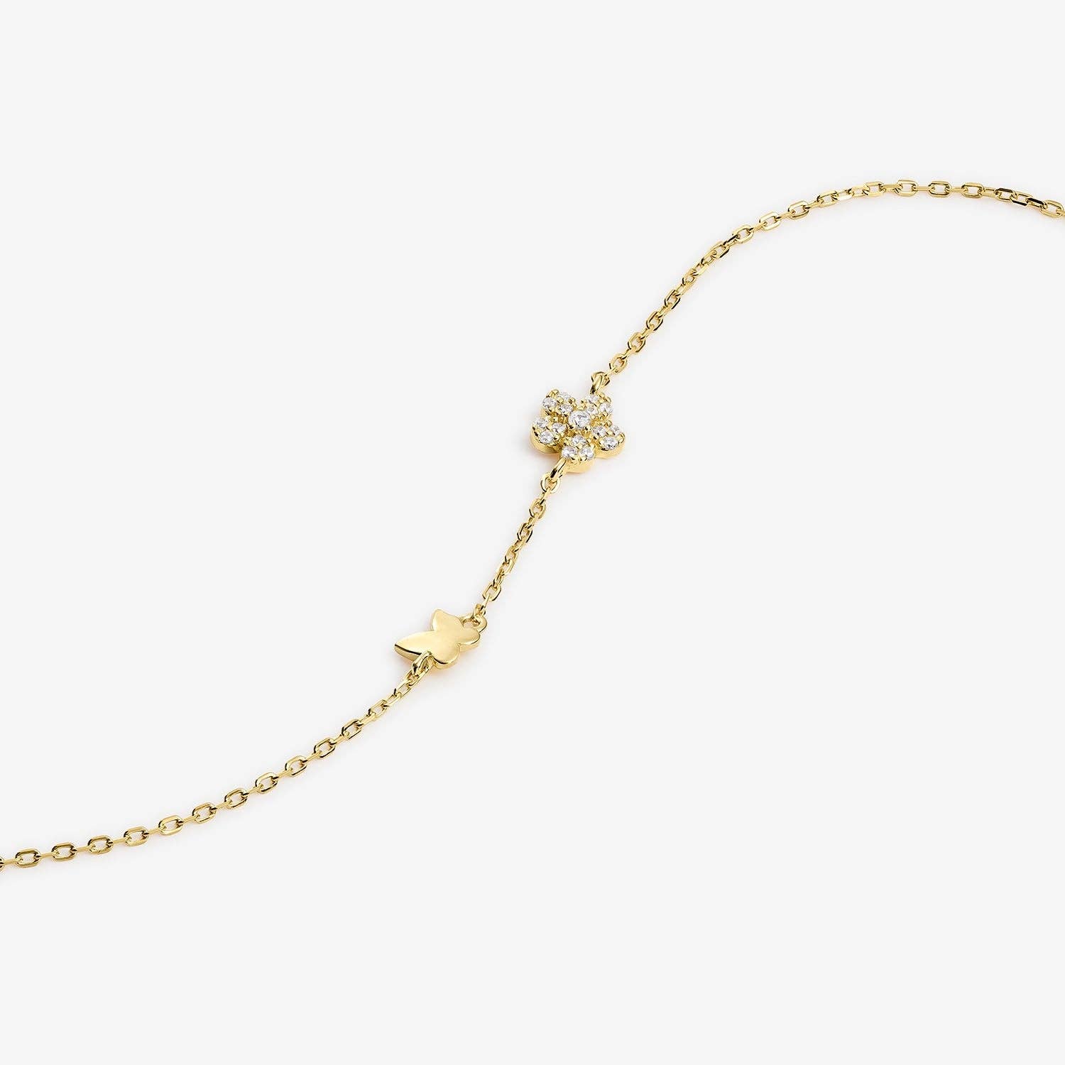 Itemporality – Engroshandel Armbånd med vedhæng – Guldforgyldt sølvarmbånd med sommerfugl- og blomsterdesign med hvide zirkoner1