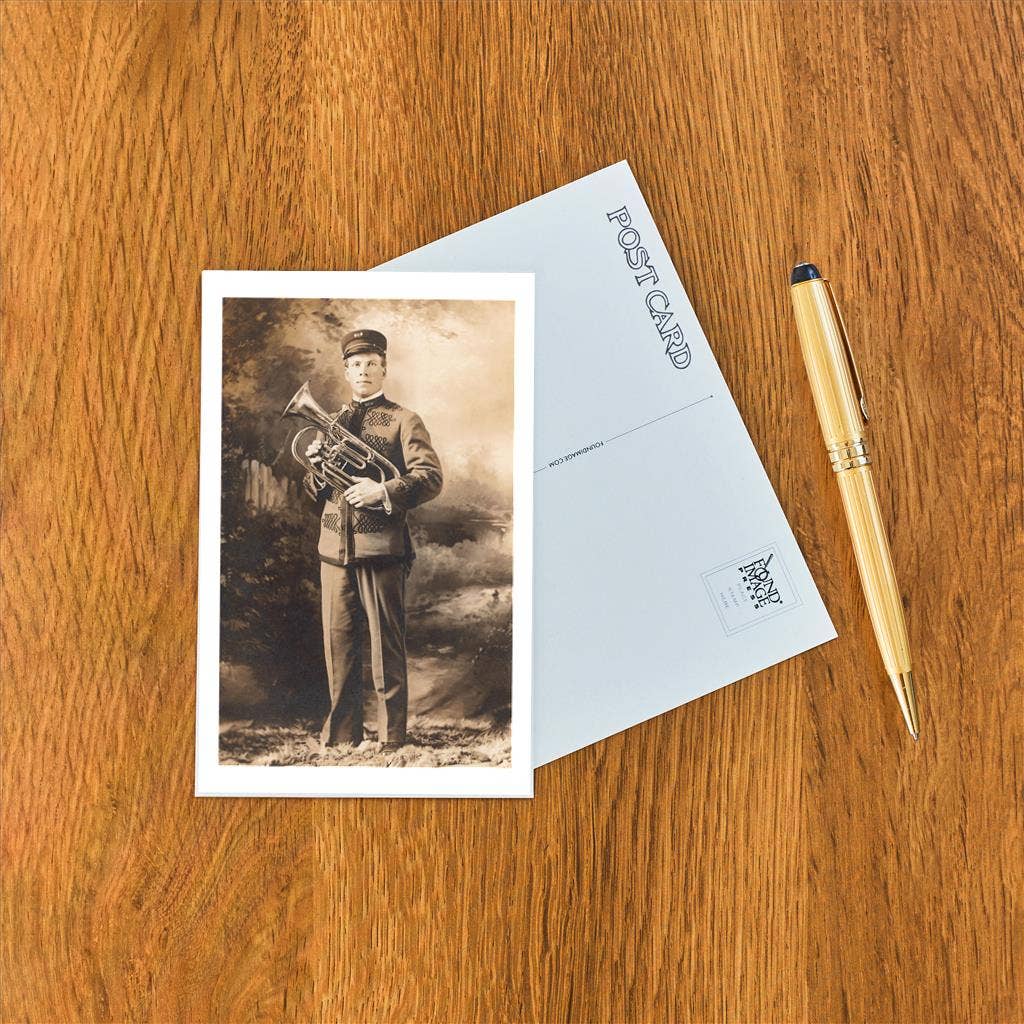 Found Image Press - Wholesale Postcard - Postcard AP-448 Band Member with Small Tuba1