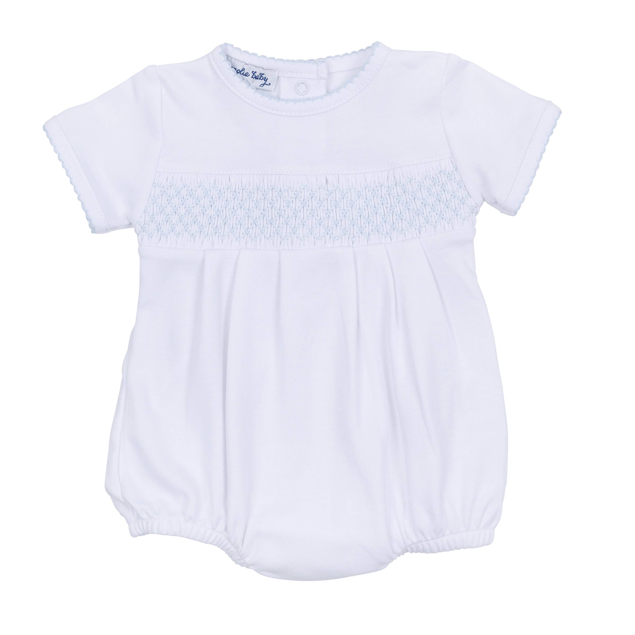 Magnolia Baby – wholesale Overall - Baby – Essentials Solid Smocked Bubble - Vit Blå
