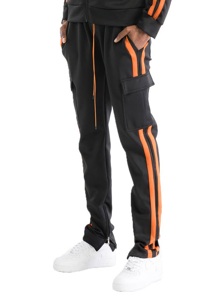 WEIV - Wholesale Athletic Sweatpants/Joggers - Men's - Two Stripe Cargo Pocket Track Pant Jogger8