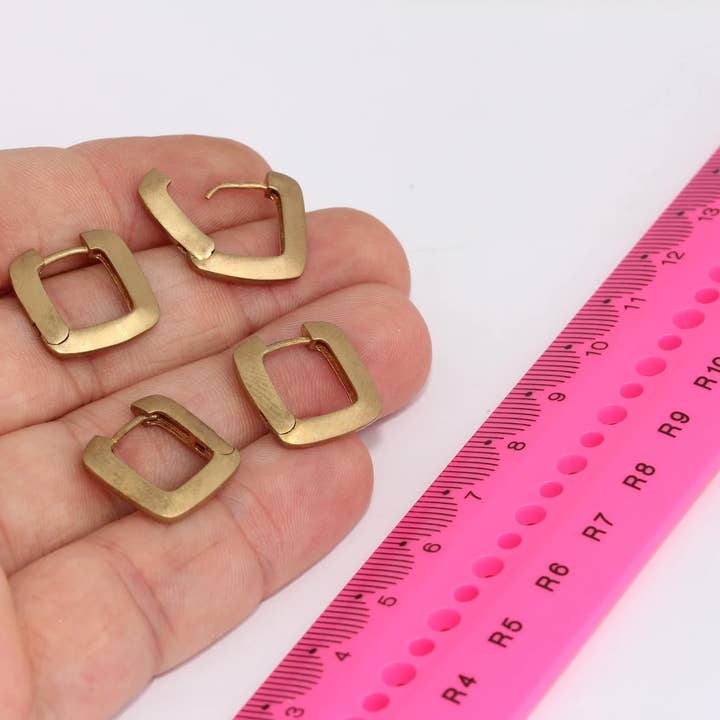 16 mm rå mässing fyrkantiga örhängen med hävarm, XP359 för wholesale av QueenJewelryM