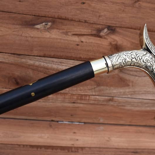 DDecorStore - Wholesale Decorative Tabletop Object - Antique Brass Walking Stick Cane For Adults,