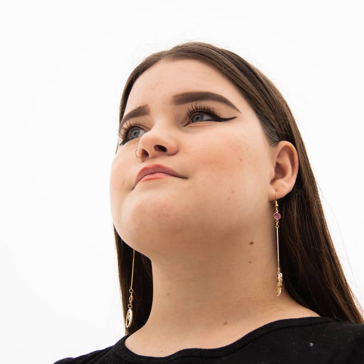 XTRA by Stacey - Wholesale Dangle Earrings - The Sun and Moon Earring - 12 Birthstone Options9