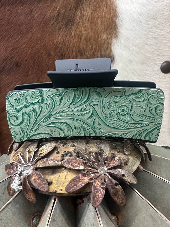 Cowgirl Tooled Hair Clip - Black for wholesale by Sterling Kreek