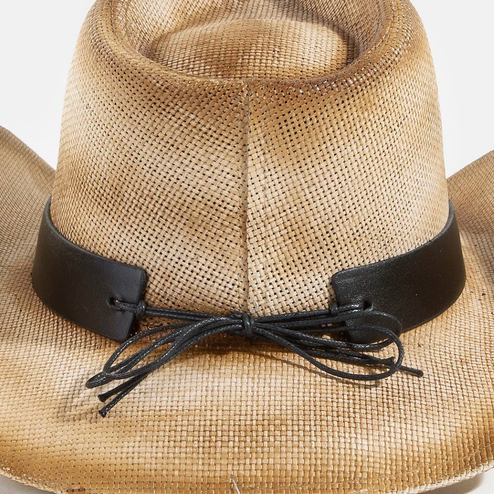 Collections by Fame Accessories – Engroshandel Cowboyhat - Dame – Vestlig turkis stenrem stråcowboyhat2