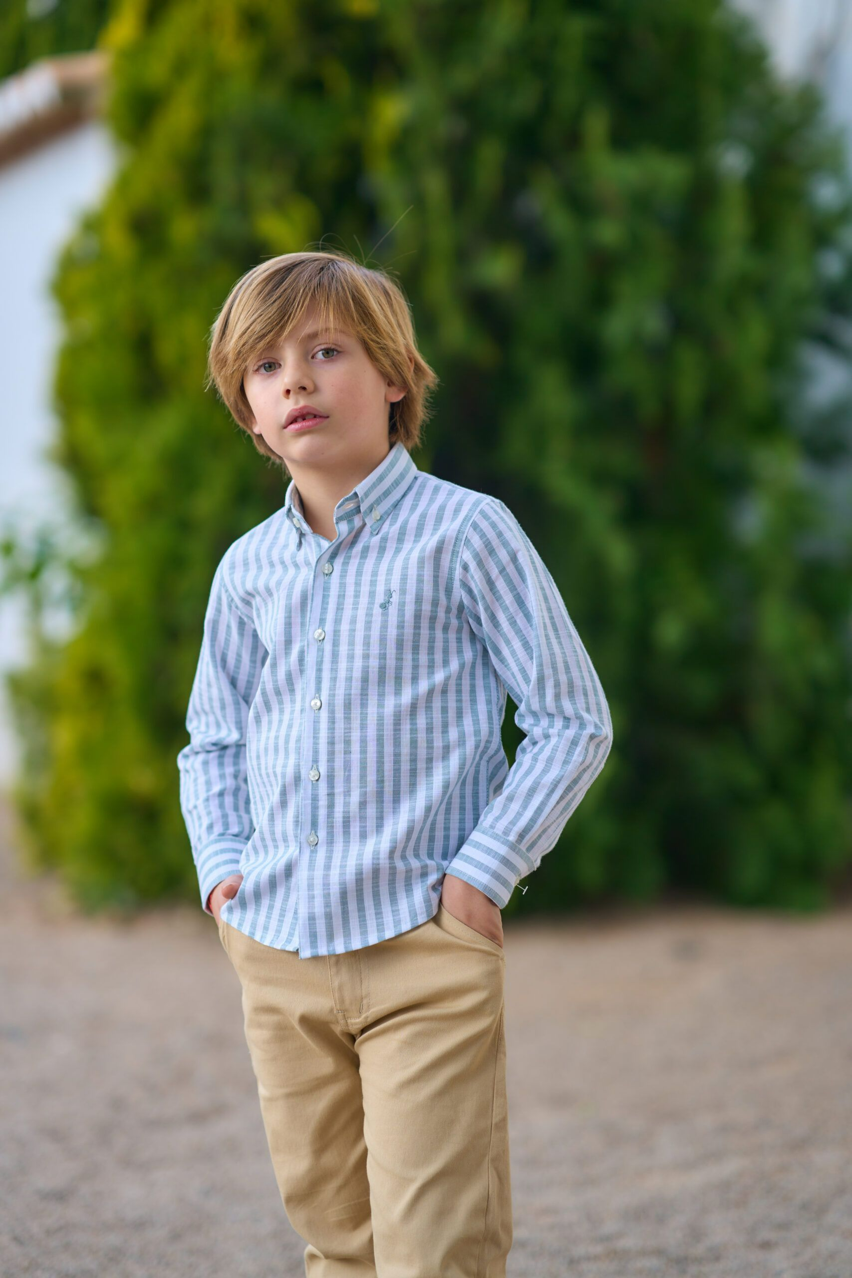 La ormiga - Venta al por mayor Camiseta - Niños - Camisa Rayas Verdes1