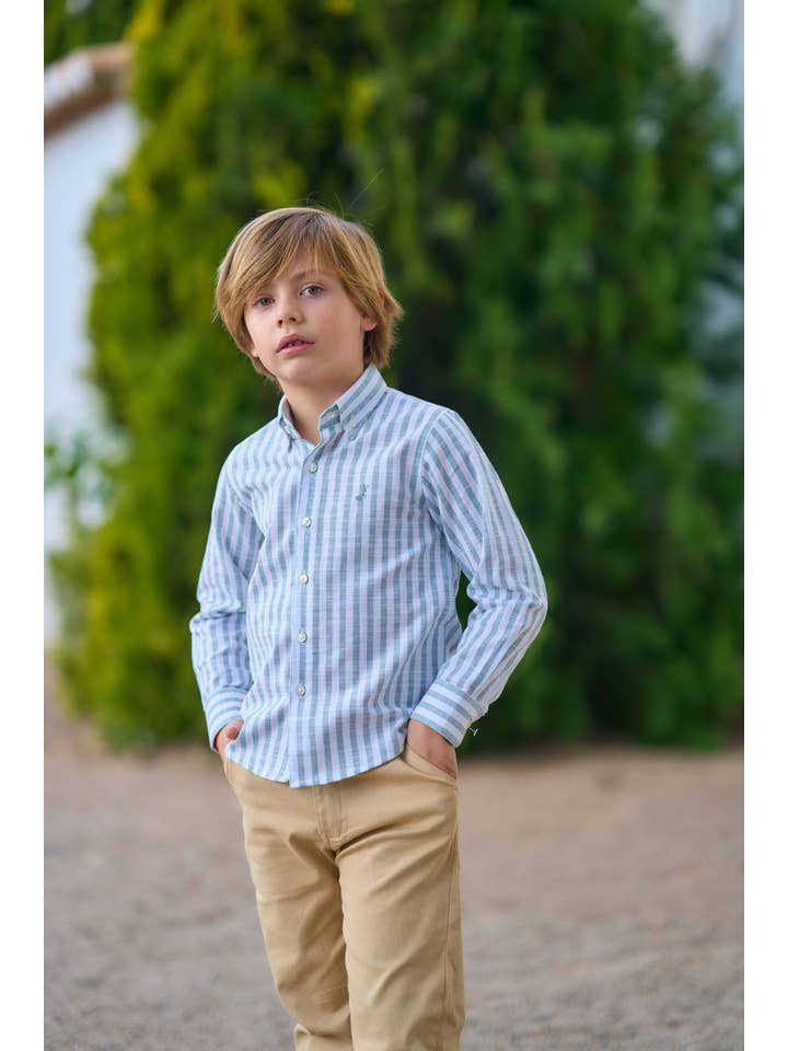 La ormiga - Venta al por mayor Camiseta - Niños - Camisa Rayas Verdes1