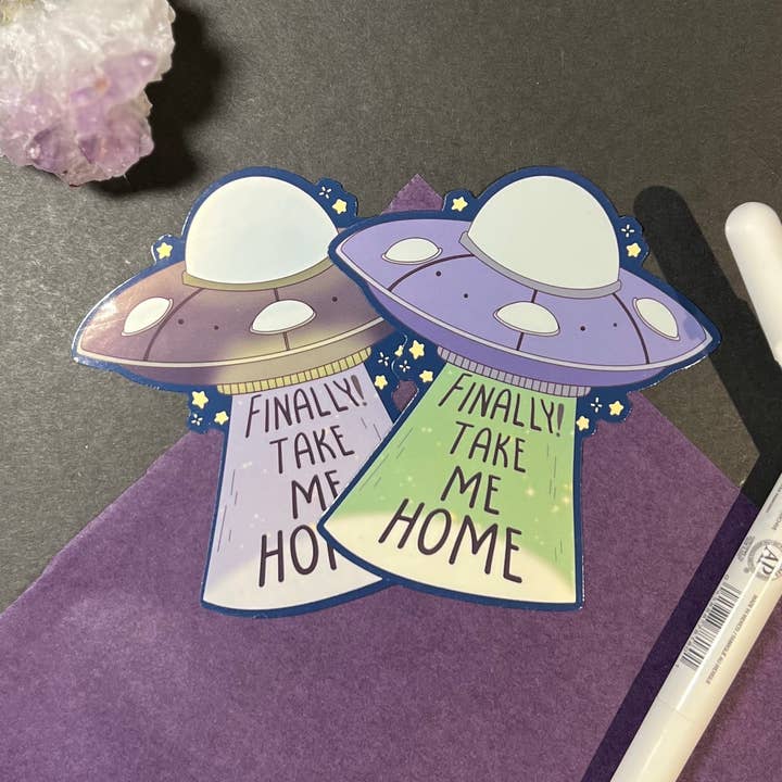 Bring mich nach Hause UFO Alien Sticker-Glossy für den Großhandel von ChaoticPossumDesigns