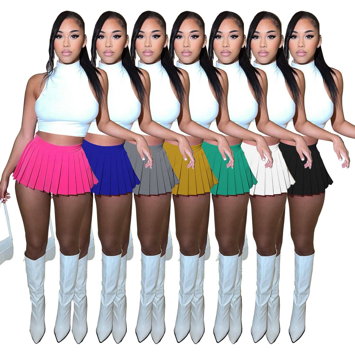 MB Fashion Wholesale - Wholesale Skirt - Women's - MB FASHION HIGH WAISTED PLAID MINI SKIRT 1347LY17