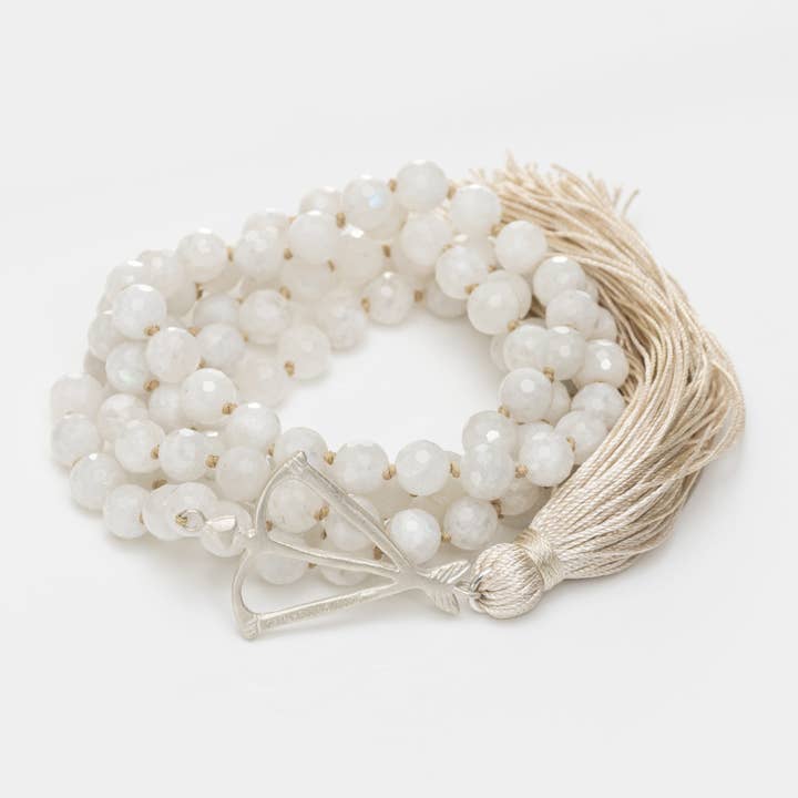 Faceted Rainbow Moonstone Mala for wholesale by Open Heart Warrior