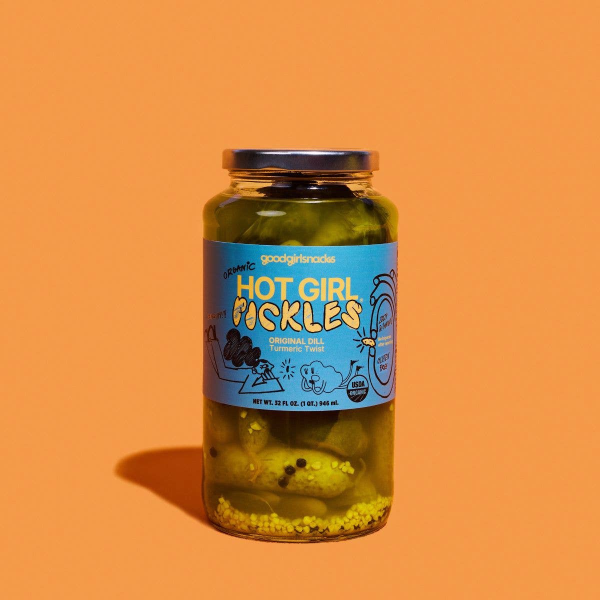 Good Girl Snacks - Wholesale Pickled Vegetables - HOT GIRL PICKLES Original Dill 32oz (6 x 32oz jars)1