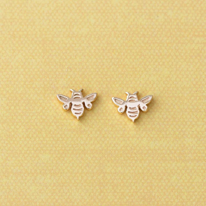 Kris Nations - Wholesale Stud/Post Earrings - Bumble Bee Stud Earrings 18K Gold Vermeil | Sterling Silver Nickel Free Hypoallergenic Ships from CA2