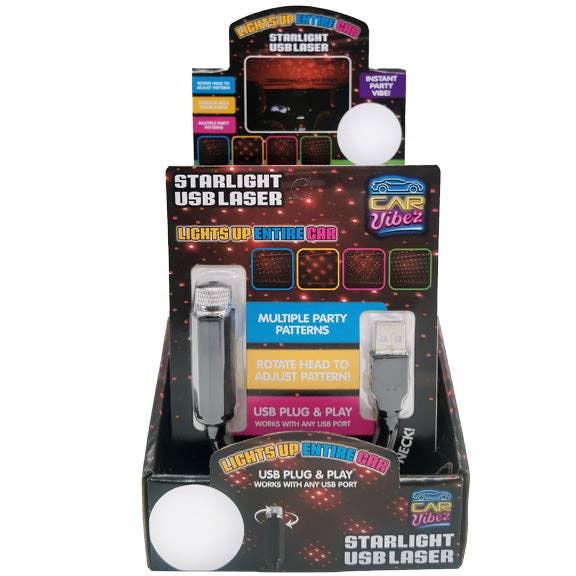 Novelty Brands - Wholesale Night Light - Car Vibez Mood Light USB Starlight with Flex Neck- 6/Display