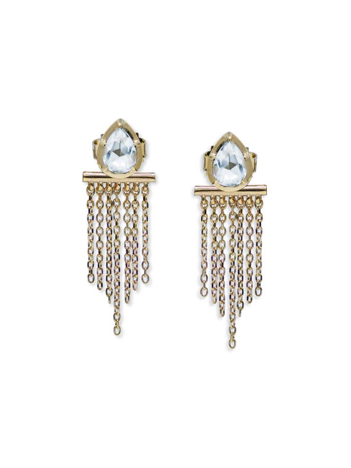 Mélia Fringe Pear Studs for wholesale by ANZIE