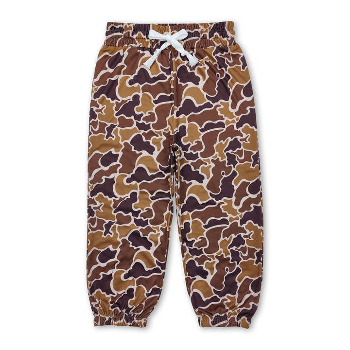 Yawoo Garments - Wholesale Pants - Kids - Brown camo pockets elastic waist boys hunting pants