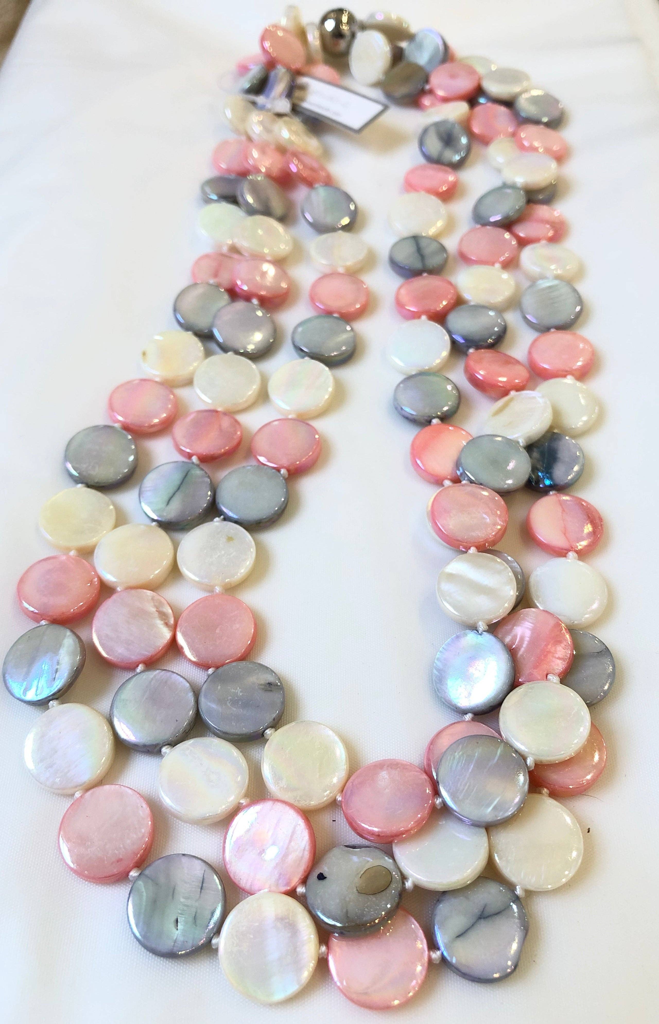 Studio G – wholesale Beaded/pearl necklace – #8023-3 Strand Mother Of Pearl5
