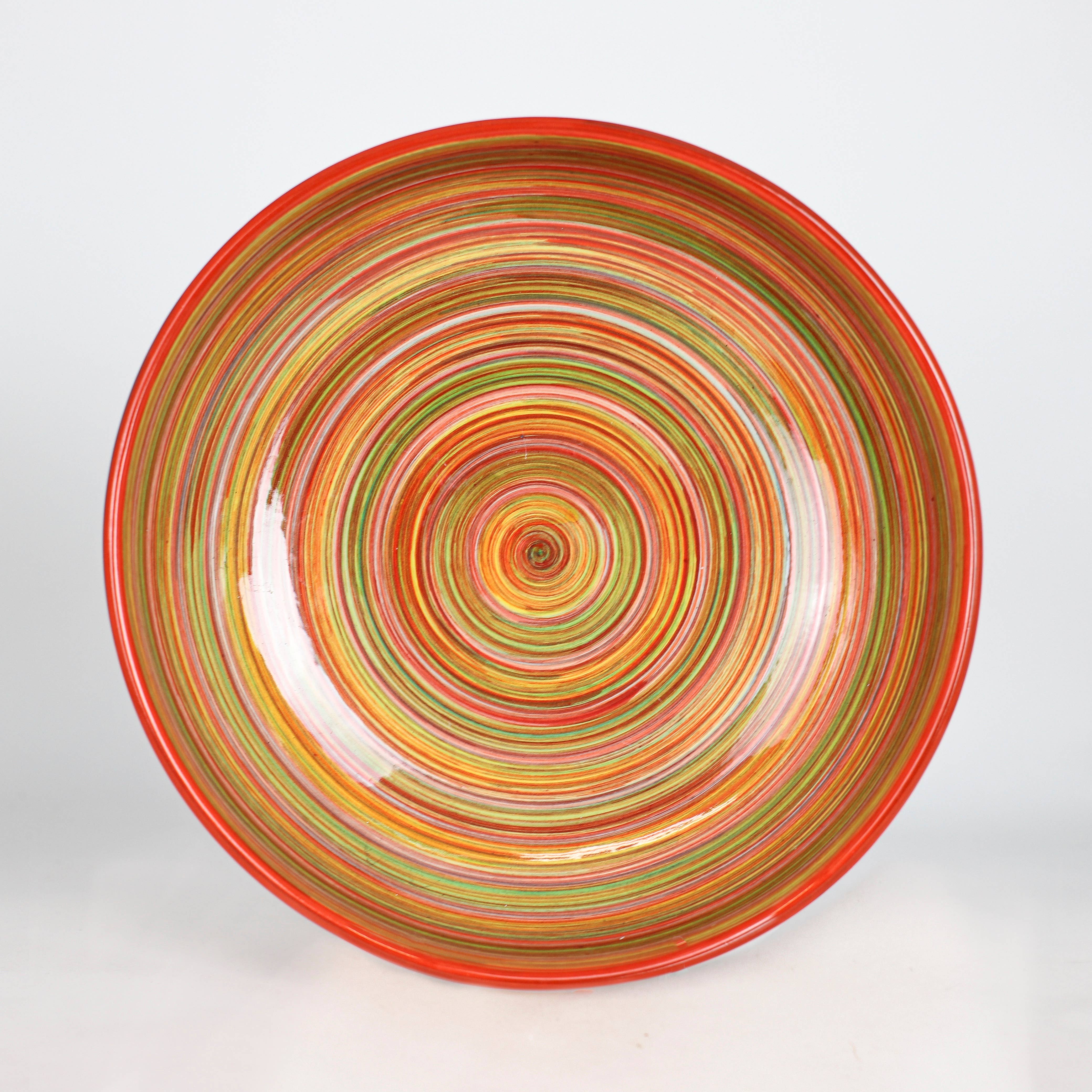 Euro Ceramica Home | ClayBarn - Wholesale Serve Bowl - Exclusive for Faire - Raia Serving Bowl with Orange Rim1