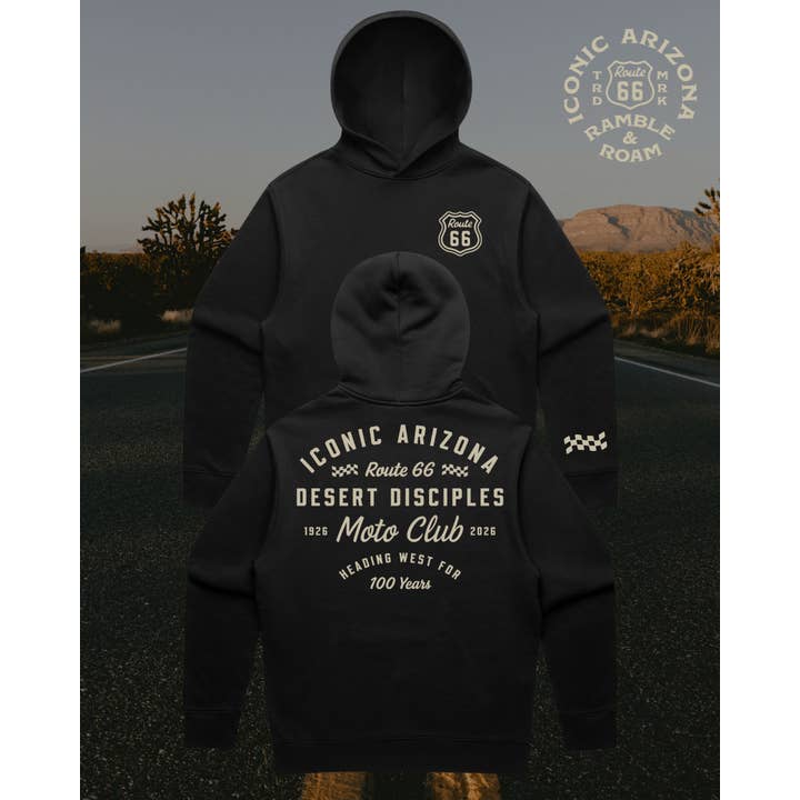 Moto Club Unisex Hoodie - Route 66 for wholesale by Iconic Arizona