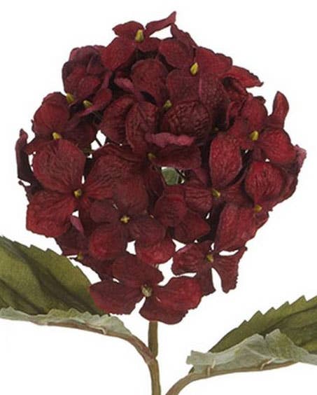 Will's Company - Wholesale Artificial Flowers - Artificial Silk Hydrangea Flower Stem - Burgundy or Wine0