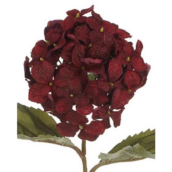 Will's Company - Wholesale Artificial Flowers - Artificial Silk Hydrangea Flower Stem - Burgundy or Wine
