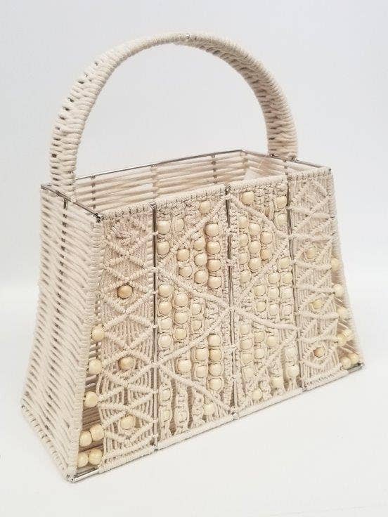 ONE OF A KIND MACRAME FRAME BAG TOTE for wholesale by Ricki designs