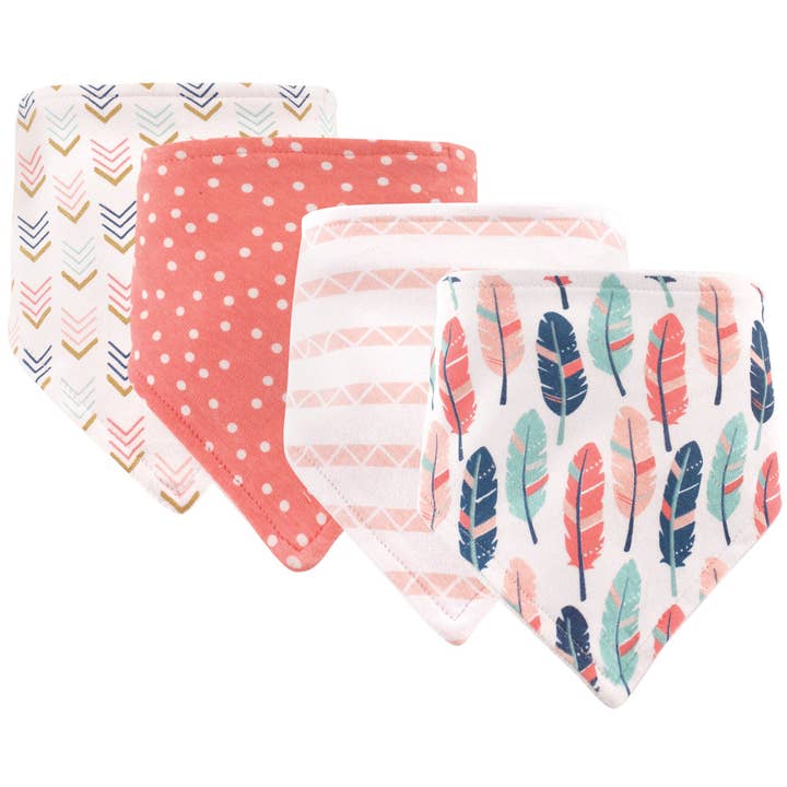 Hudson Baby Cotton Bandana Bibs, Feather for wholesale by BabyVision