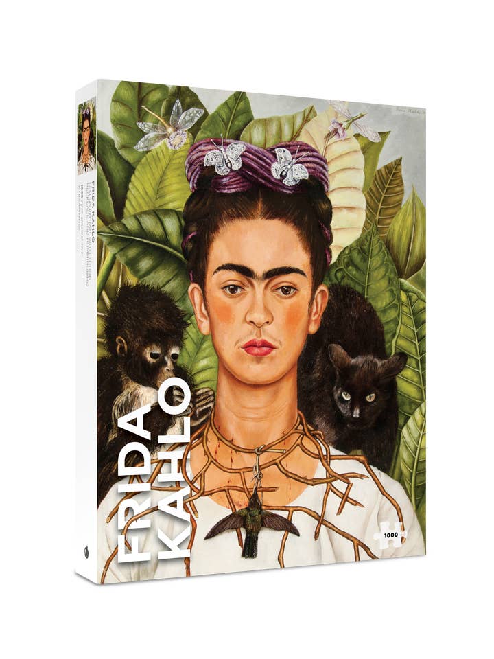 Frida Kahlo: Selbstporträt mit Dornenhalskette und Kolibri 1000-Teile-Puzzle für den Großhandel von Pomegranate