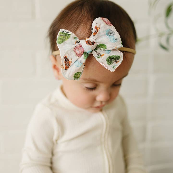 Golden Dot Lane - Wholesale Hair Bow - Kids - On The Farm Serged Gauze Bow2