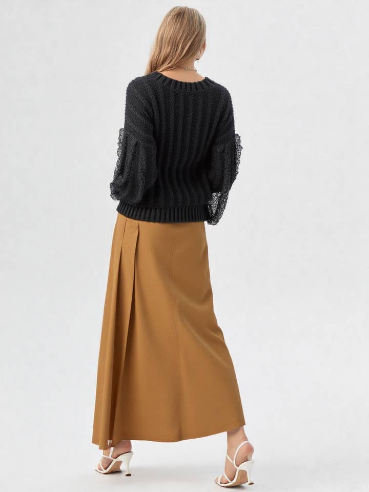 VERY J - Wholesale Knit Sweater - Women's - 12W2901V-Lace Trim Oversized Knit Sweater Top18