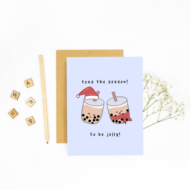 Teas the Season to be Jolly - Christmas Card for wholesale by Milky & Co. Studios