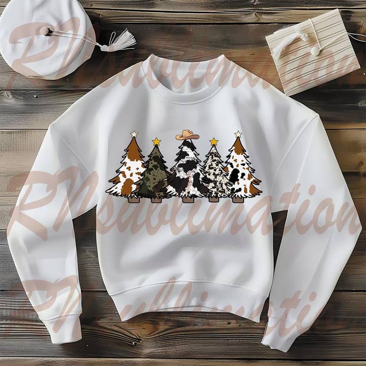 DTF Cowhide Christmas Trees Transfer Print Western and other Purchase Wholesale screen print transfers yellowstone. Free Returns & Net 60 Terms on Faire trending on Faire.