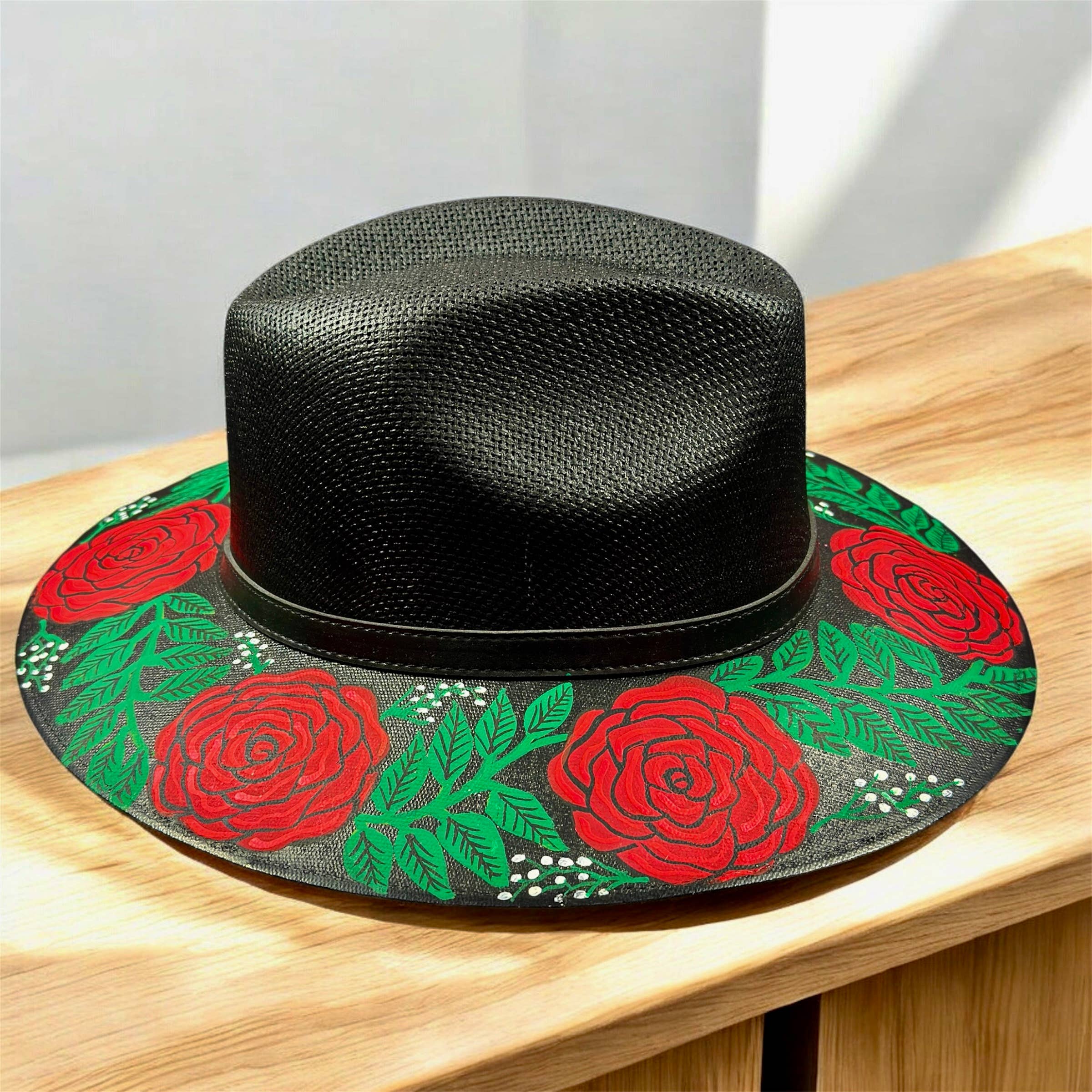 GMCE Global Trading, LLC - Wholesale Fedora - Unisex - Floral Hand-Painted Palm Straw Fedora Hat 8