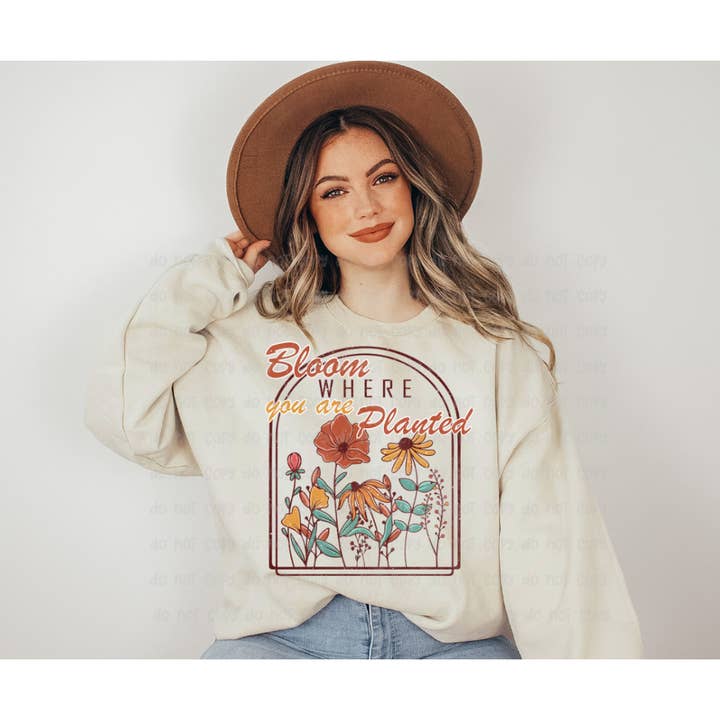 BLOOM WHERE PLANTED TRANSFER for wholesale by Sassy and Sublime