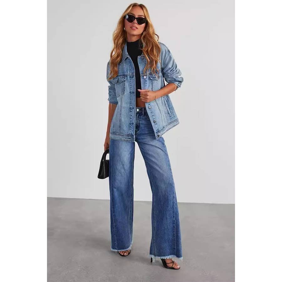 Paperdoll - Vente Jean – femme - Jeans à serpillière à jambes larges, coupe ajustée et confortable, taille haute 9