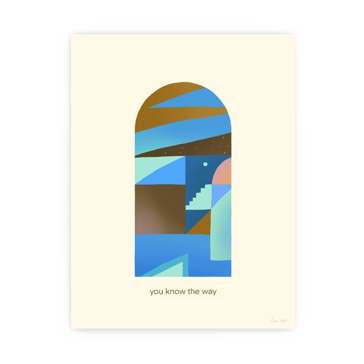 Du kender vejen print, blå for engroshandel hos Pure Hart Studio